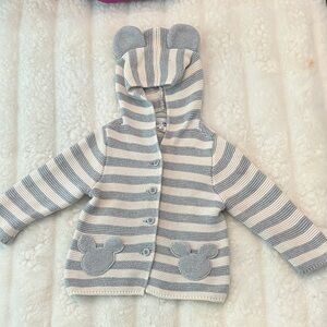 Baby gap Striped Gray and White Bear Hoodie